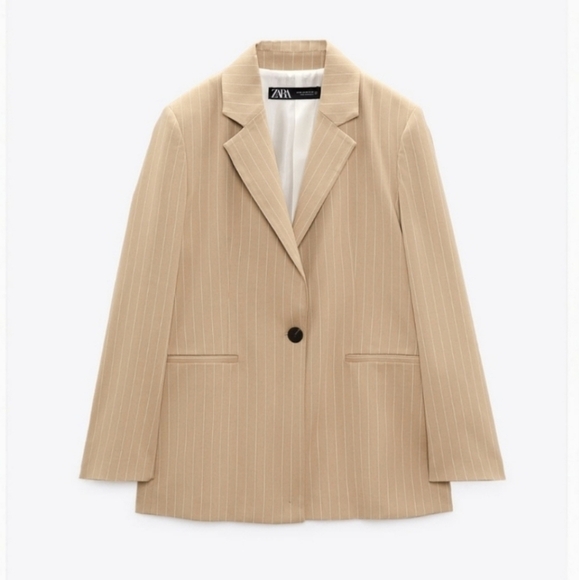 ZARA OVERSIZED BLAZER TAN SIZE M - Picture 8 of 11